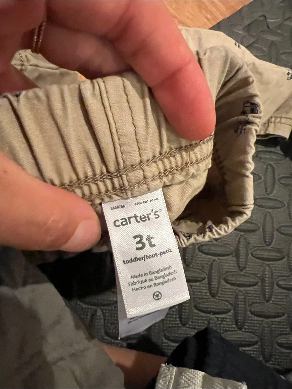 Carter's Tan Pull-On Pants with Car Prints